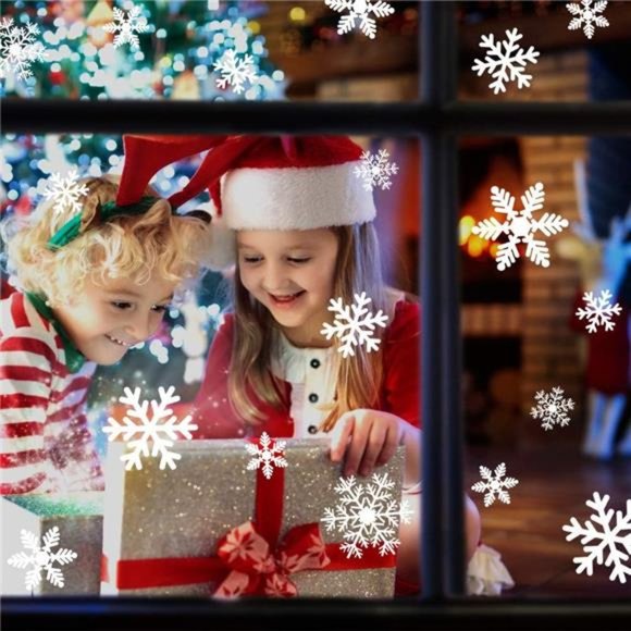 135Pcs Christmas Window Clings Snowflakes Window Decals Window Sticker (5-Sheet) - Picture 3 of 6